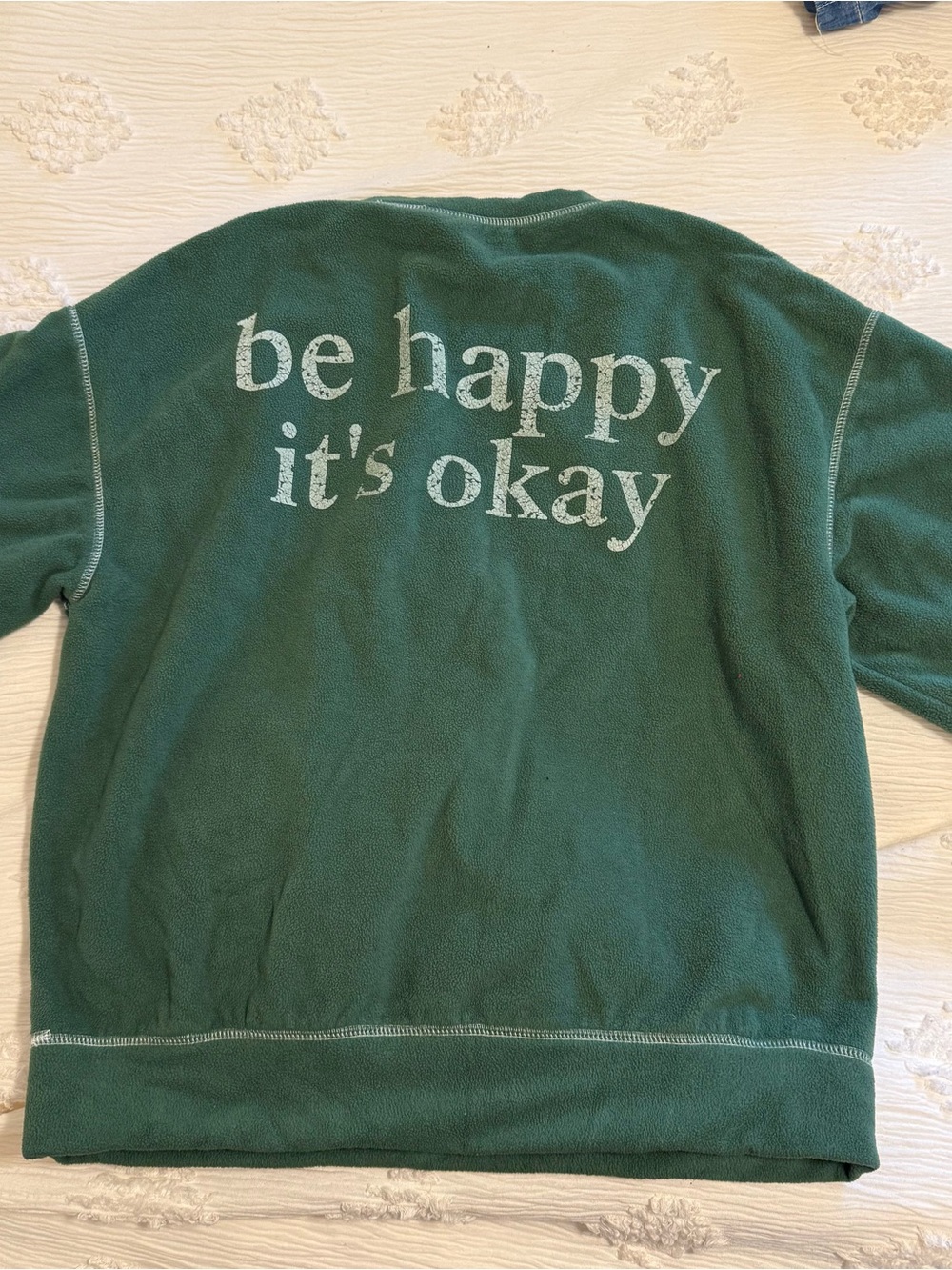 Green 'be happy it's okay' Graphic Pullover size S/M